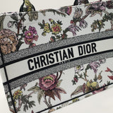 Book Tote White Multicolor Jardin Botanique Embroidery