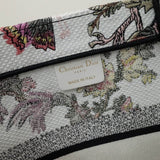Book Tote White Multicolor Jardin Botanique Embroidery