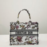 Book Tote White Multicolor Jardin Botanique Embroidery