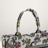 Book Tote White Multicolor Jardin Botanique Embroidery
