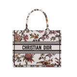 Book Tote White Multicolor Jardin Botanique Embroidery