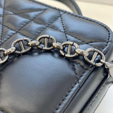 Caro Box Bag With Chain Black Quilted Macrocannage Calfskin S5140