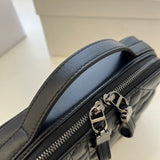 Caro Box Bag With Chain Black Quilted Macrocannage Calfskin S5140