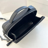 Caro Box Bag With Chain Black Quilted Macrocannage Calfskin S5140