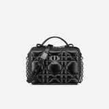 Christian   Caro Box Bag With Chain Black Quilted Macrocannage Calfskin S5140