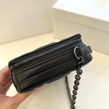 Caro Box Bag With Chain Black Quilted Macrocannage Calfskin S5140