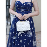 Caro Box Bag With Chain Latte Quilted Macrocannage Calfskin S5140