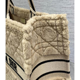 Large Book Tote Beige Cannage Shearling M1286