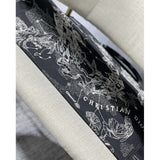 Large Book Tote Black Toile de Jouy Zodiac Embroidery M1286