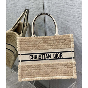 Christian   Medium Book Tote Beige Cannage Shearling M1296