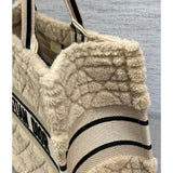 Medium Book Tote Beige Cannage Shearling M1296