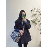 Medium  Camp Bag Blue Oblique Embroidery M1240