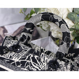 Medium Lady D-Lite Bag Black and White Around the World Embroidery M0565