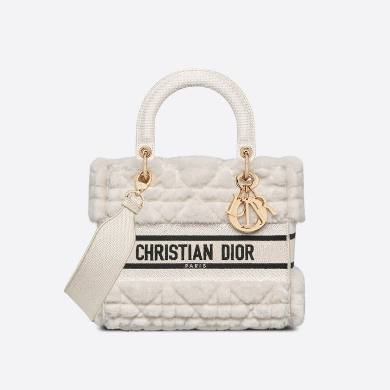 Christian Medium Lady D-Lite Bag M05659 in Cannage Shearling