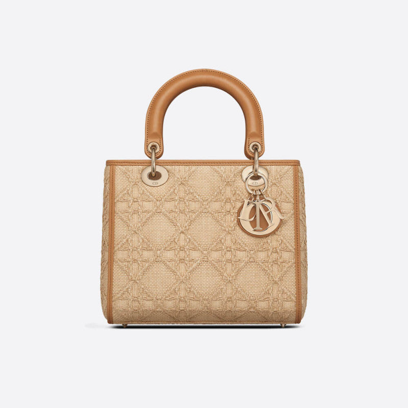 Christian Medium Lady Bag Natural Cannage Raffia M0565
