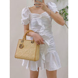 Medium Lady Bag Natural Cannage Raffia M0565