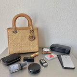 Medium Lady Bag Natural Cannage Raffia M0565