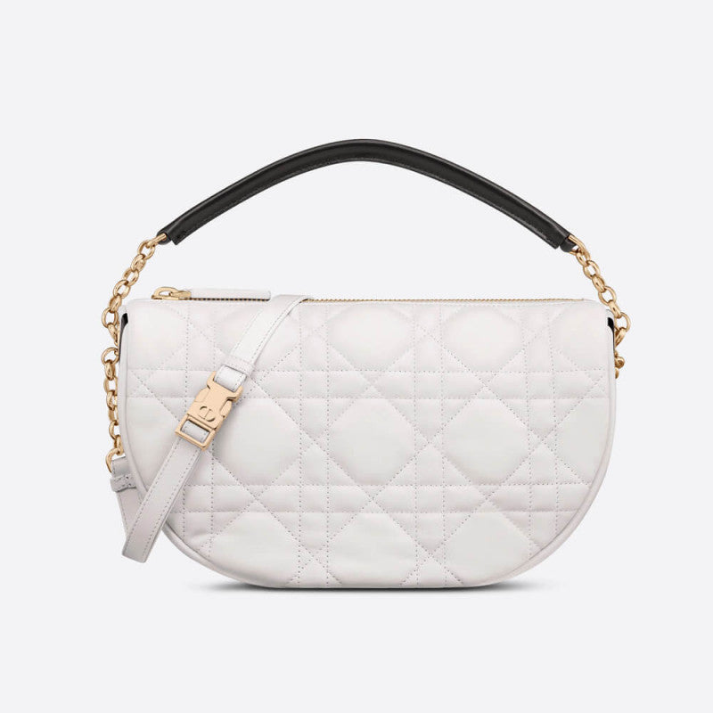 Christian Medium Vibe Hobo Bag M7201 White Cannage Lambskin