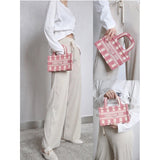Mini Book Tote Pink D-Stripes Embroidery S5475