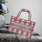 Mini Book Tote Pink D-Stripes Embroidery S5475