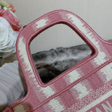 Mini Book Tote Pink D-Stripes Embroidery S5475