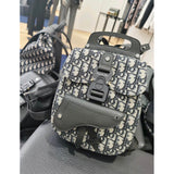 Mini Saddle Backpack Navy Blue Oblique Jacquard 1AD086