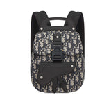 Christian   Mini Saddle Backpack Navy Blue   Oblique Jacquard 1AD086