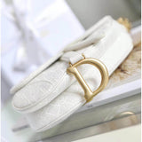 Mini Saddle Bag in White Oblique Jacquard M0447
