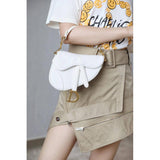 Mini Saddle Bag in White Oblique Jacquard M0447