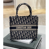 Small Book Tote Bag 26cm Oblique Embroidery Blue