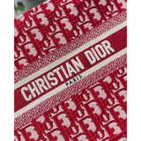 Small Book Tote Bag 26cm Oblique Embroidery Red