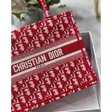 Small Book Tote Bag 26cm Oblique Embroidery Red