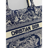 Small Book Tote Bag 26cm Toile De Jouy Embroidery Blue