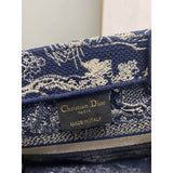 Small Book Tote Bag 26cm Toile De Jouy Embroidery Blue