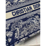 Small Book Tote Bag 26cm Toile De Jouy Embroidery Blue
