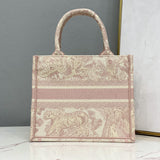 Small Book Tote Bag 26cm Toile De Jouy Reverse Embroidery Pink