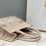 Small Book Tote Bag 26cm Toile De Jouy Reverse Embroidery Pink