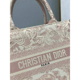 Small Book Tote Bag 26cm Toile De Jouy Reverse Embroidery Pink