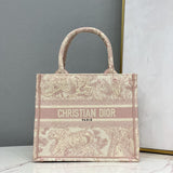 Christian   Small Book Tote Bag 26cm Toile De Jouy Reverse Embroidery Pink