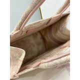 Small Book Tote Bag 26cm Toile De Jouy Reverse Embroidery Pink
