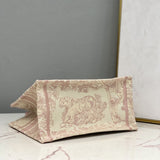 Small Book Tote Bag 26cm Toile De Jouy Reverse Embroidery Pink