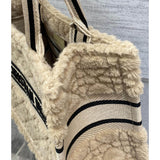 Small Book Tote Beige Cannage Shearling M1265