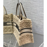 Small Book Tote Beige Cannage Shearling M1265