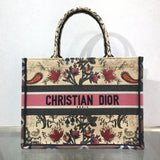 Christian   Small Book Tote Broderie Flowers Multicolore M1296