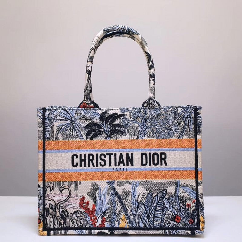 Christian Small Book Tote In Embroidered Canvas M1296