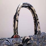 Small Book Tote In Embroidered Canvas M1296