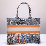 Small Book Tote In Embroidered Canvas M1296
