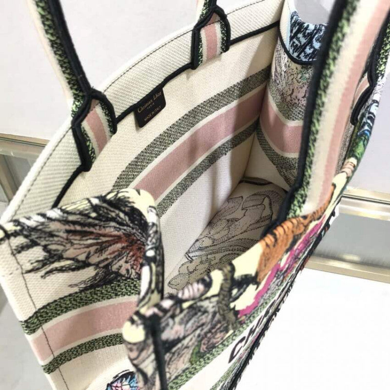 Small Book Tote Multicolor C?ur EN Fleurs Embroidery M1296