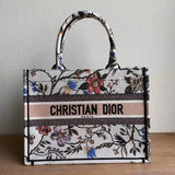 Small Book Tote Multicolor Rosa Mutabilis Embroidery M1296