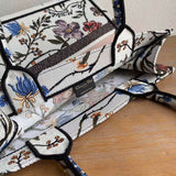 Small Book Tote Multicolor Rosa Mutabilis Embroidery M1296